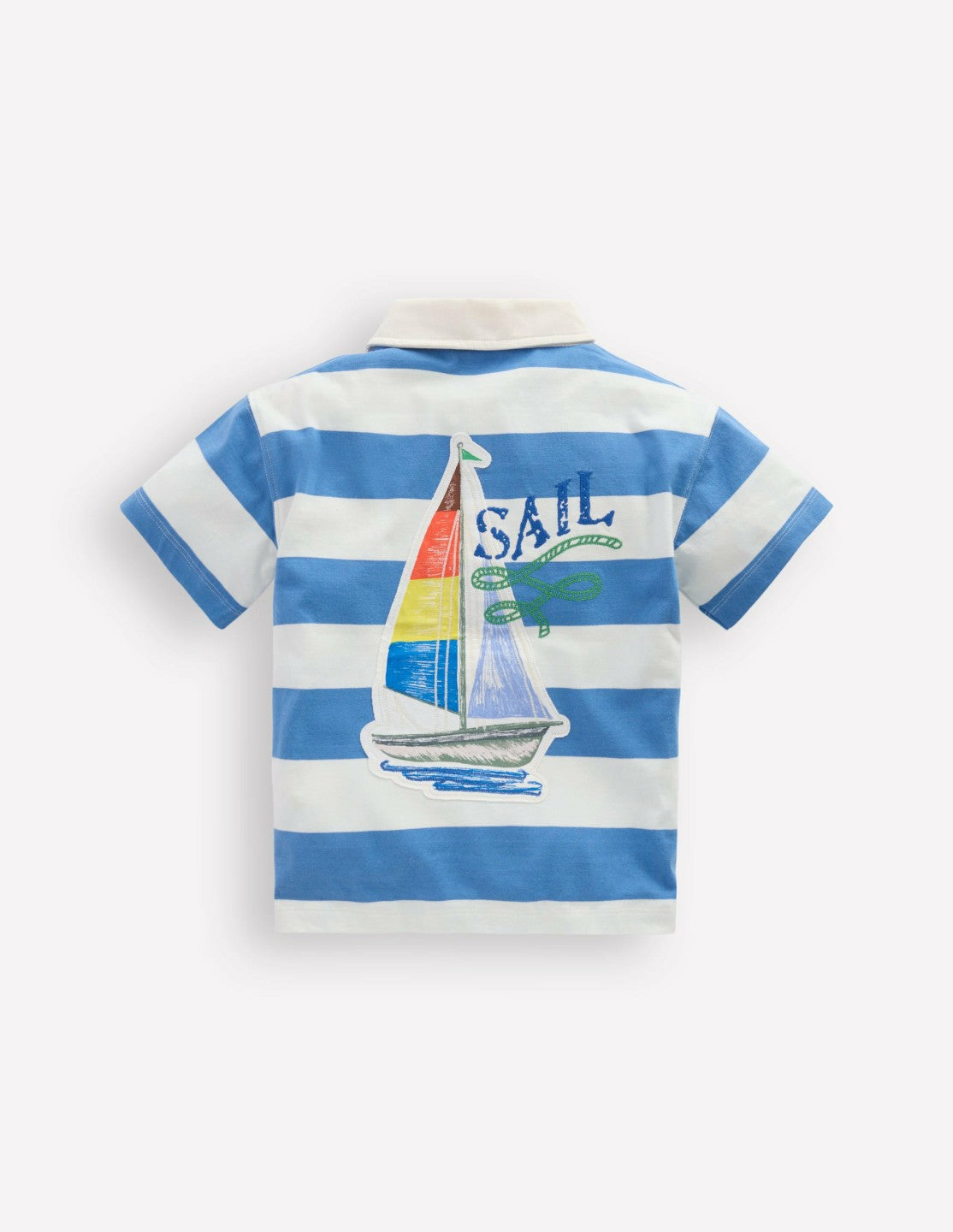 Relaxed Appliqué Polo Shirt-Forget Me Not Sail boats / Boden Discount