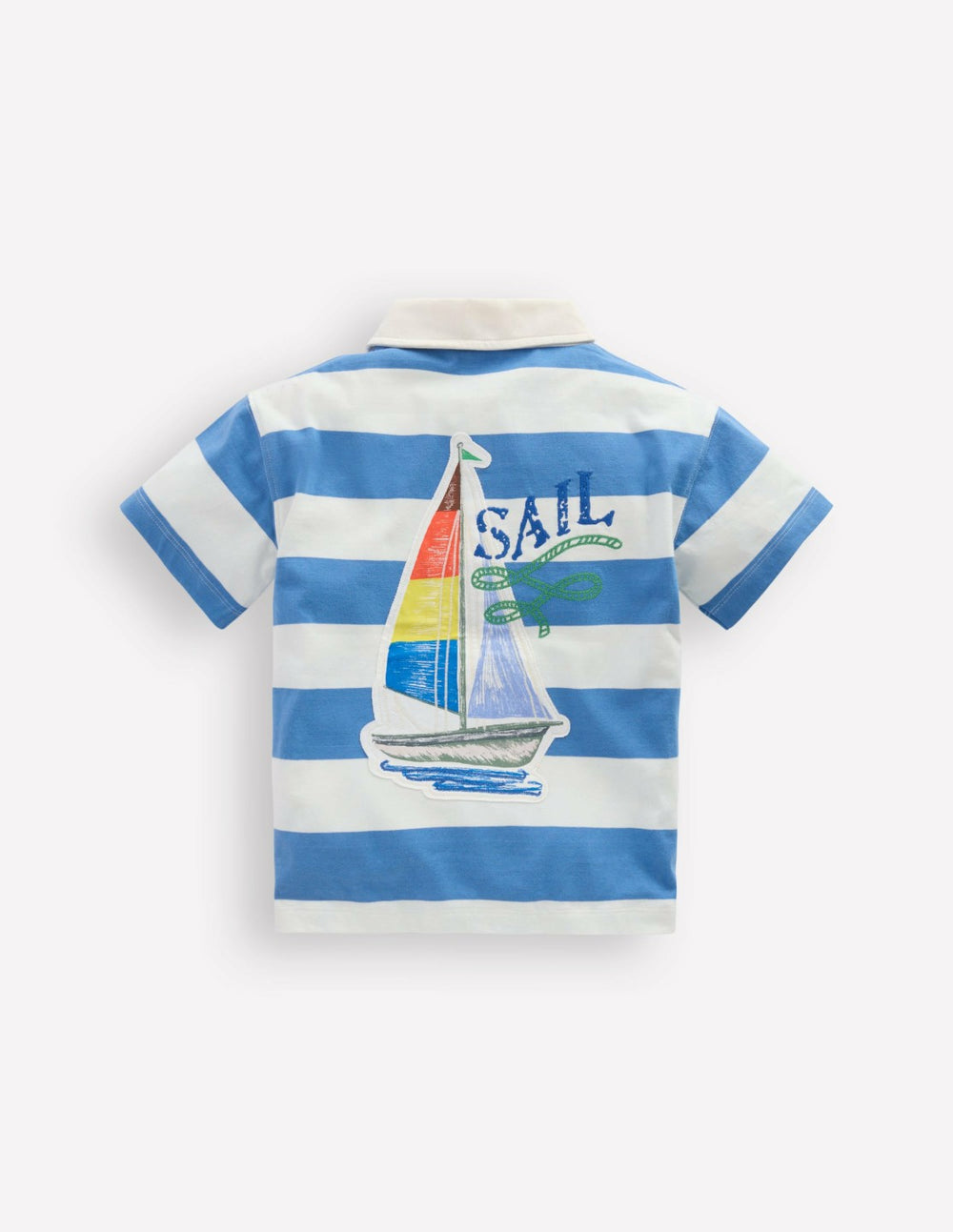 Relaxed Appliqué Polo Shirt-Forget Me Not Sail boats / Boden Discount