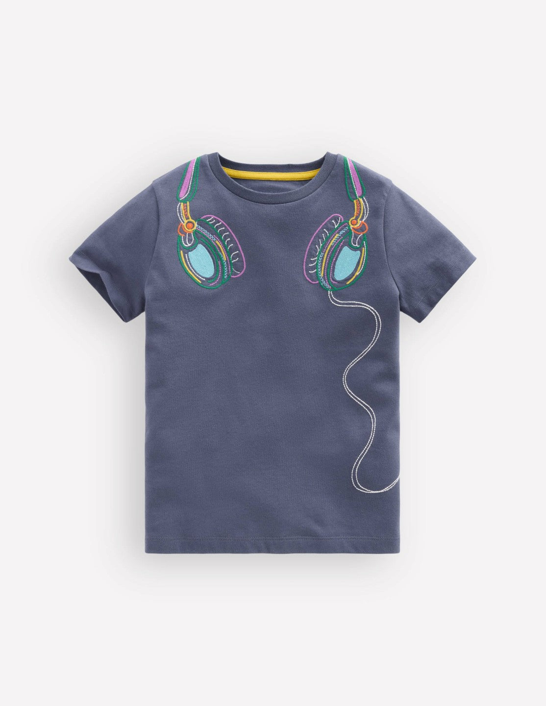 Linear Stitch T-shirt-Vintage Indigo Headphones / Boden
