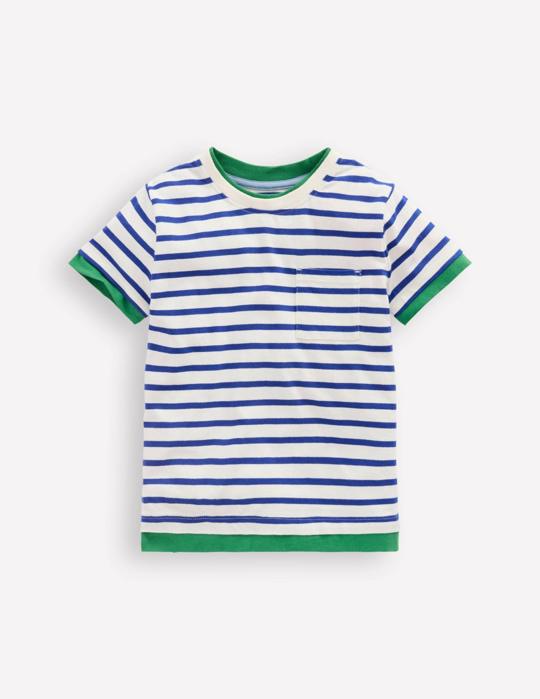 Layered Look T-shirt-Bright Blue/Ivory / Boden Outlet