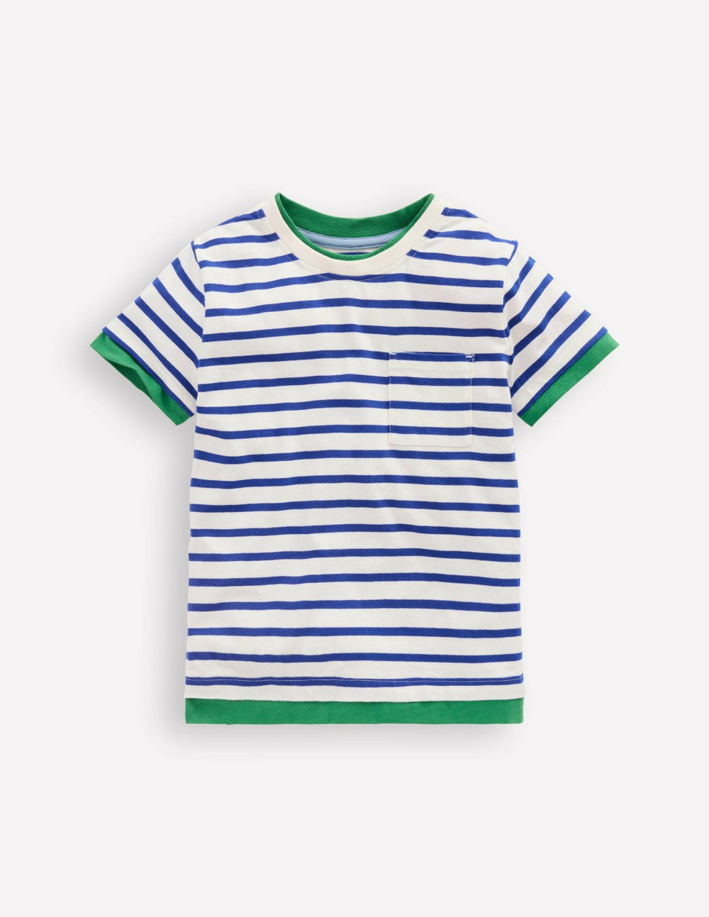 Layered Look T-shirt-Bright Blue/Ivory / Boden Outlet