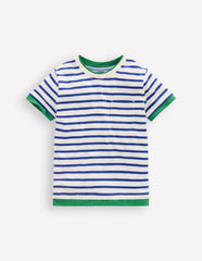 Layered Look T-shirt-Bright Blue/Ivory / Boden Outlet