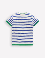 Layered Look T-shirt-Bright Blue/Ivory / Boden Outlet