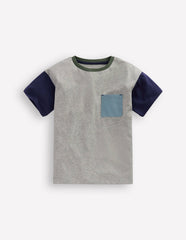 Relaxed Ripstop Pocket T-shirt-Grey Marl / Boden Online