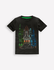 Linear Stitch T-shirt-Shadow Grey Rocket / Boden Outlet