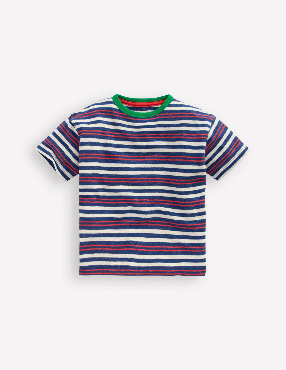 Textured Striped T-shirt-Denim Blue / Jam Red / Boden Online
