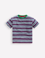 Textured Striped T-shirt-Denim Blue / Jam Red / Boden Online