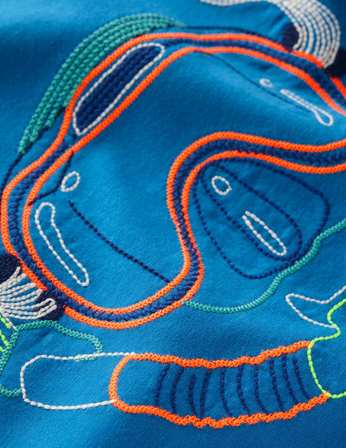 Linear Stitch T-shirt-Brilliant Blue Snorkel / Boden Outlet