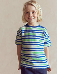 Textured Striped T-shirt-Soft Ivory / Blue / Green / Boden Outlet