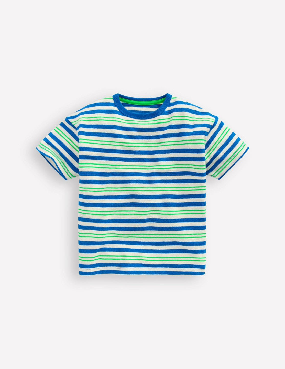 Textured Striped T-shirt-Soft Ivory / Blue / Green / Boden Outlet
