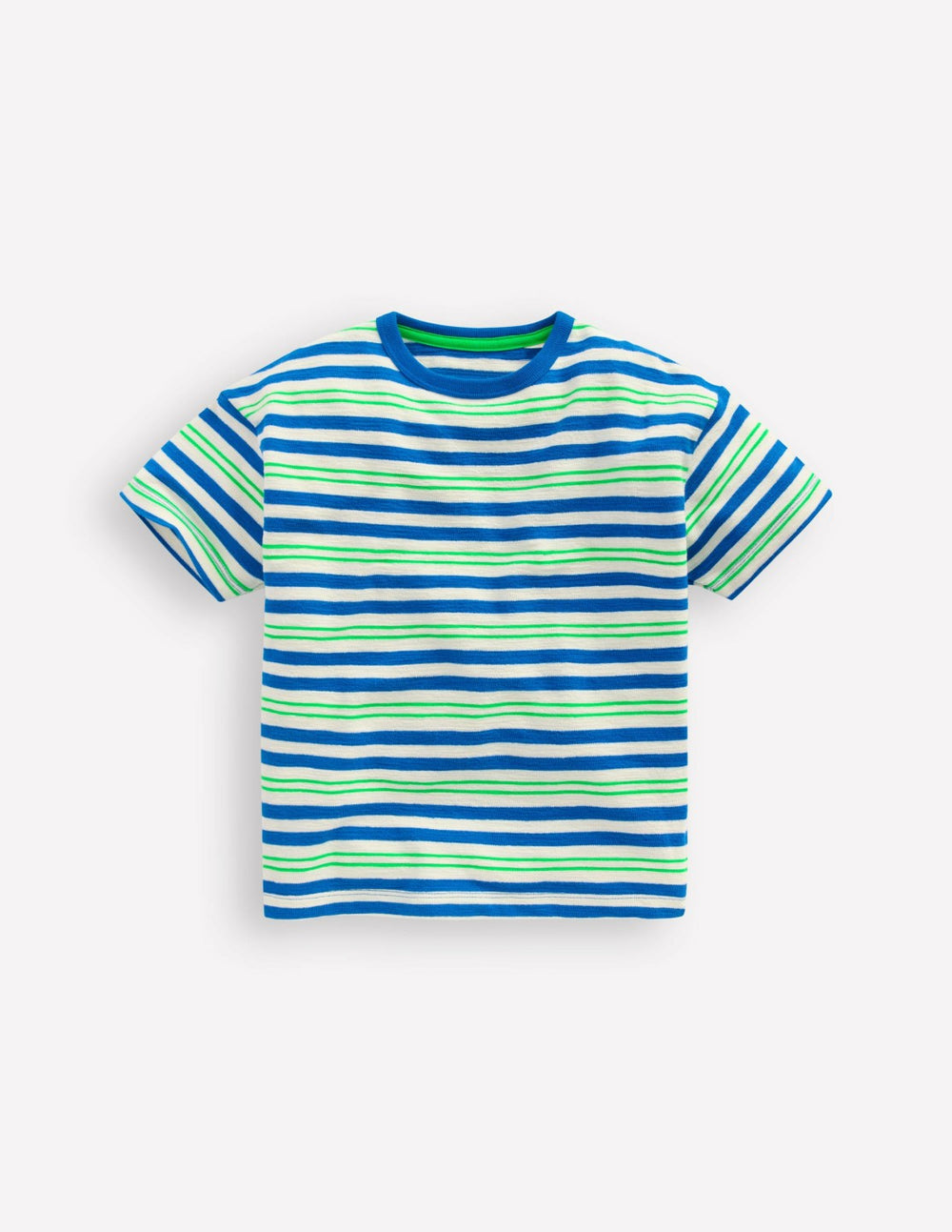Textured Striped T-shirt-Soft Ivory / Blue / Green / Boden Outlet
