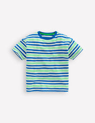 Textured Striped T-shirt-Soft Ivory / Blue / Green / Boden Outlet