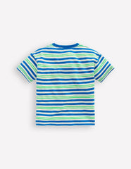 Textured Striped T-shirt-Soft Ivory / Blue / Green / Boden Outlet
