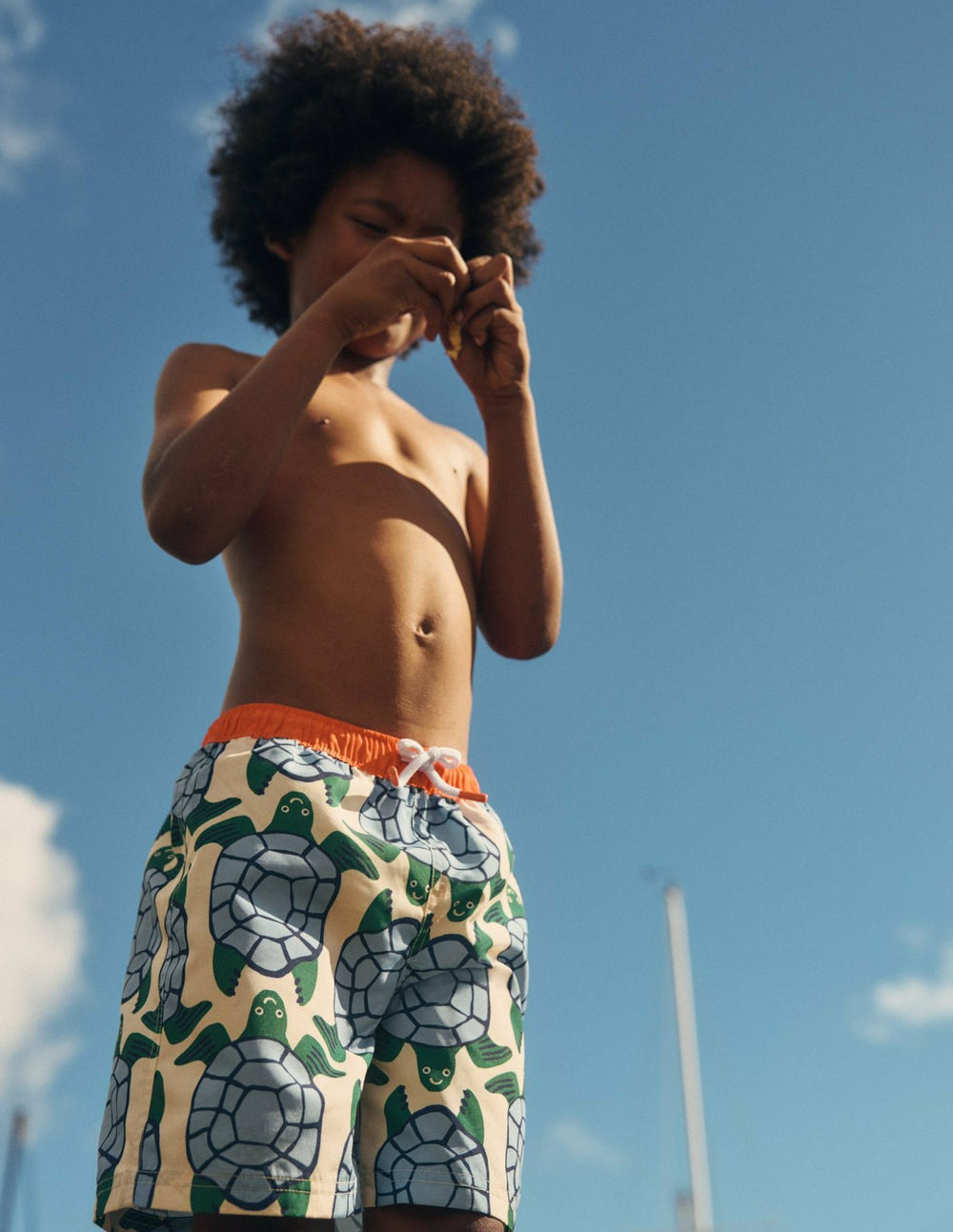 Swim Shorts-Calico White Turtles Geo / Boden