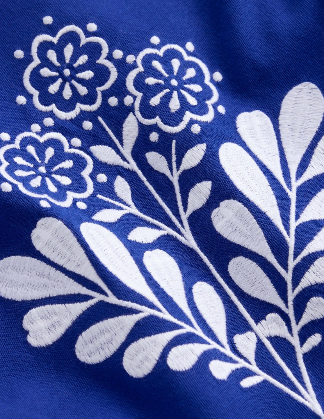 Embroidered Ruffle Top-Bright Blue Embroidery / Boden Online