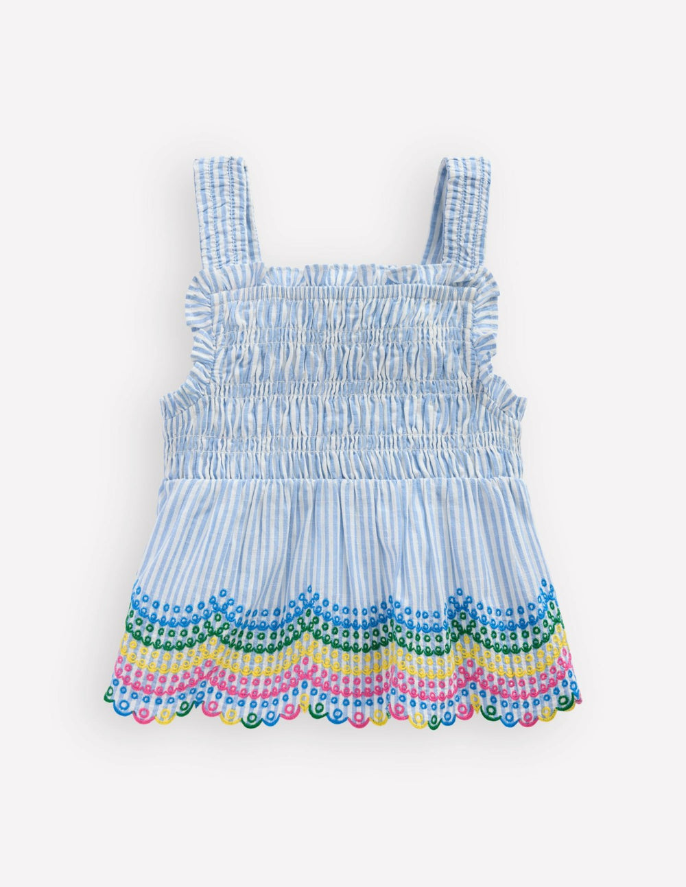 Embroidered Shirred Top-Ticking Rainbows / Boden Discount